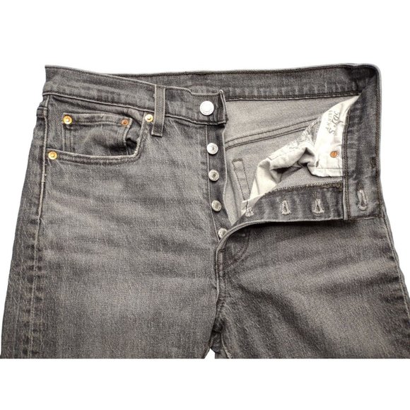 Levi’s Premium Big E 501 S Skinny Jean Black Distressed Button Fly Women 29 x 28 - Picture 3 of 9